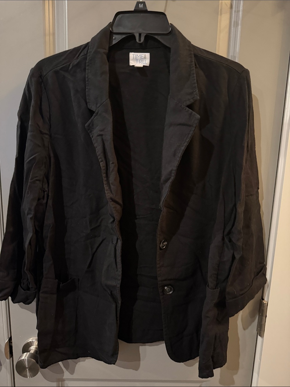 Time and Tru Black Classic Open-Front Blazer